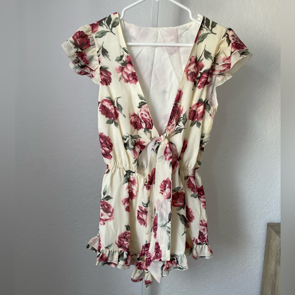 Floral tie front Romper